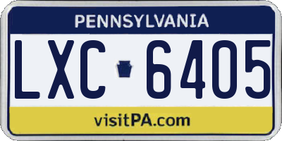 PA license plate LXC6405