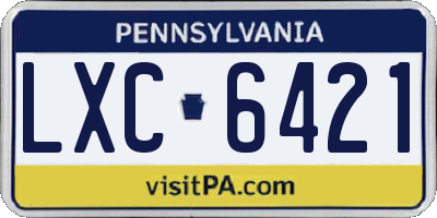 PA license plate LXC6421