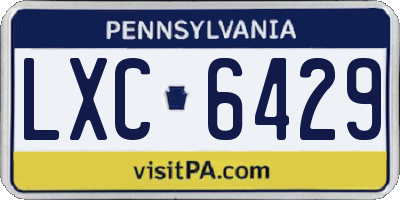 PA license plate LXC6429