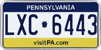 PA license plate LXC6443