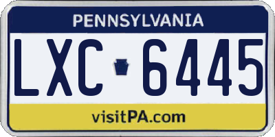PA license plate LXC6445