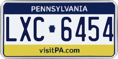 PA license plate LXC6454