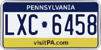 PA license plate LXC6458