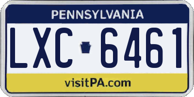 PA license plate LXC6461
