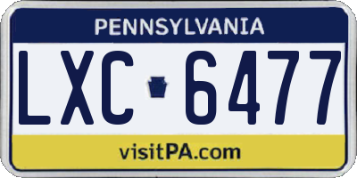 PA license plate LXC6477
