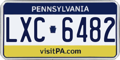 PA license plate LXC6482