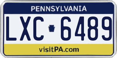 PA license plate LXC6489
