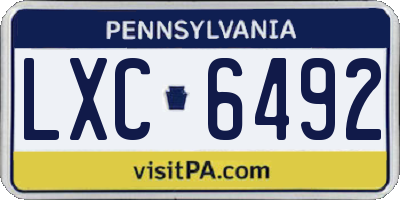 PA license plate LXC6492