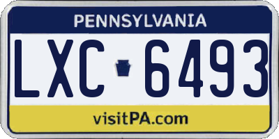 PA license plate LXC6493