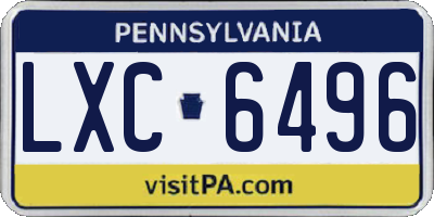 PA license plate LXC6496