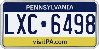 PA license plate LXC6498
