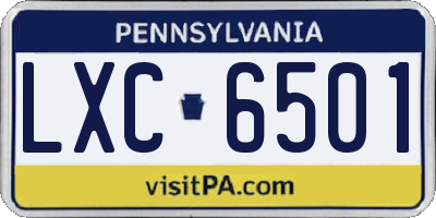 PA license plate LXC6501