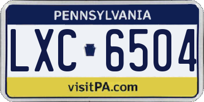PA license plate LXC6504