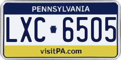 PA license plate LXC6505