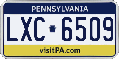 PA license plate LXC6509