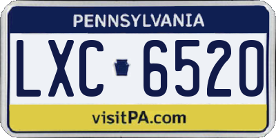 PA license plate LXC6520