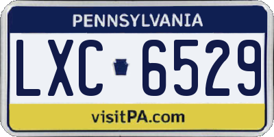 PA license plate LXC6529