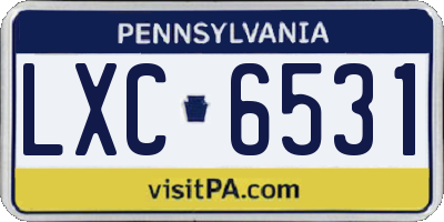 PA license plate LXC6531