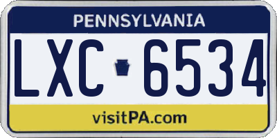 PA license plate LXC6534