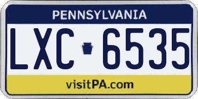 PA license plate LXC6535