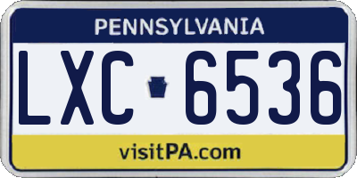PA license plate LXC6536