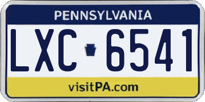 PA license plate LXC6541