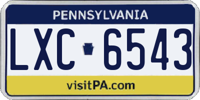 PA license plate LXC6543