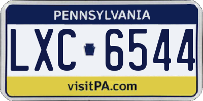PA license plate LXC6544