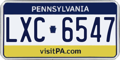 PA license plate LXC6547