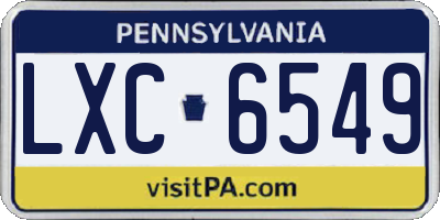 PA license plate LXC6549