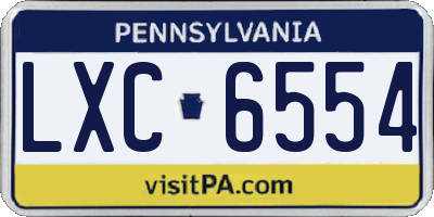 PA license plate LXC6554