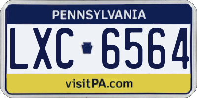 PA license plate LXC6564