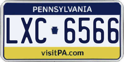 PA license plate LXC6566