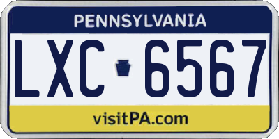 PA license plate LXC6567