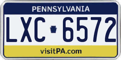 PA license plate LXC6572