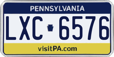 PA license plate LXC6576