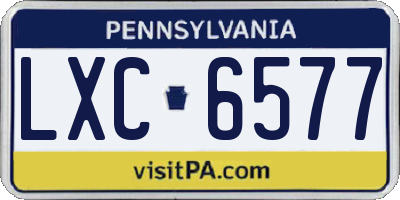 PA license plate LXC6577