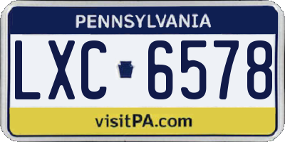 PA license plate LXC6578