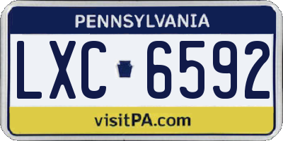 PA license plate LXC6592