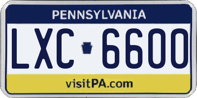 PA license plate LXC6600