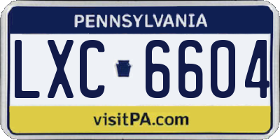 PA license plate LXC6604