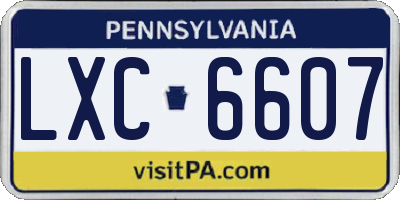 PA license plate LXC6607