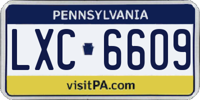 PA license plate LXC6609