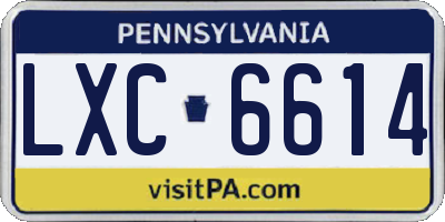 PA license plate LXC6614