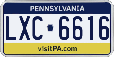 PA license plate LXC6616