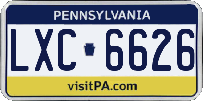 PA license plate LXC6626