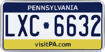 PA license plate LXC6632