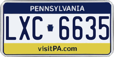 PA license plate LXC6635