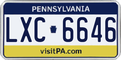 PA license plate LXC6646