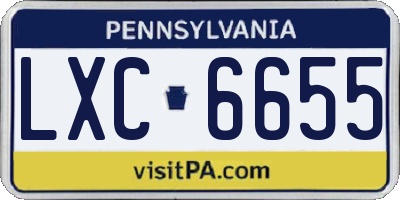 PA license plate LXC6655